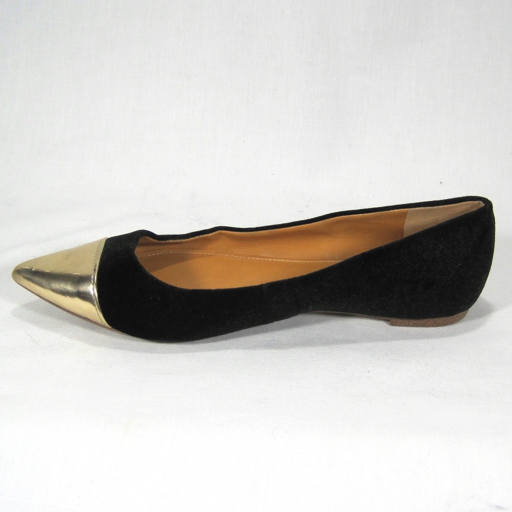 J Crew Black Gold-Dipped Velvet Flats Size: 6M - Picture 3 of 8